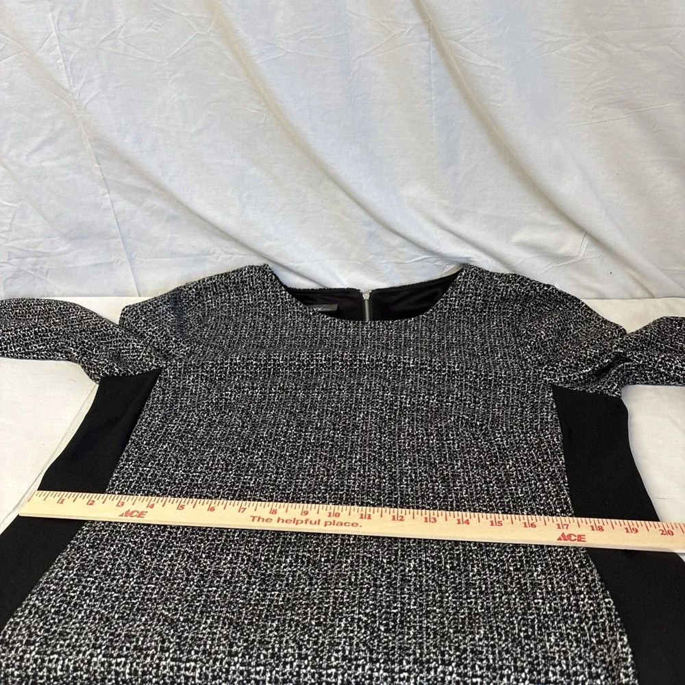 Alyx Twill Shift Dress Womens 14 Black White Plaid 3/4 Sleeve Knee Length